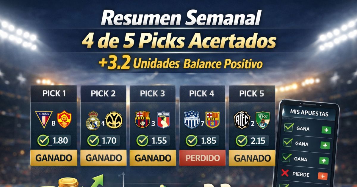 Resumen Semanal: 4 de 5 Picks Acertados — Balance Positivo de +3.2 Unidades